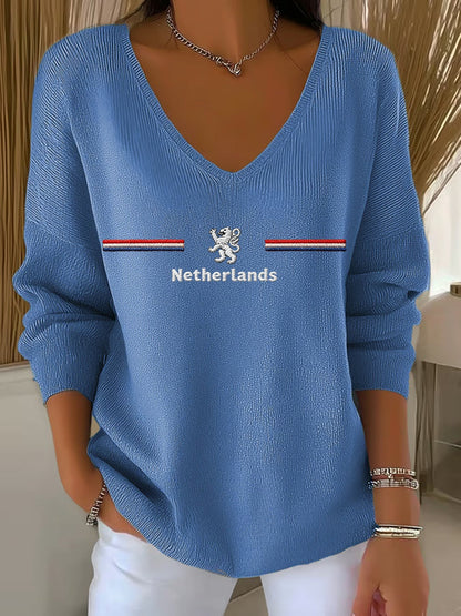 Women's KoningsdagV-Neck Ribbed Top