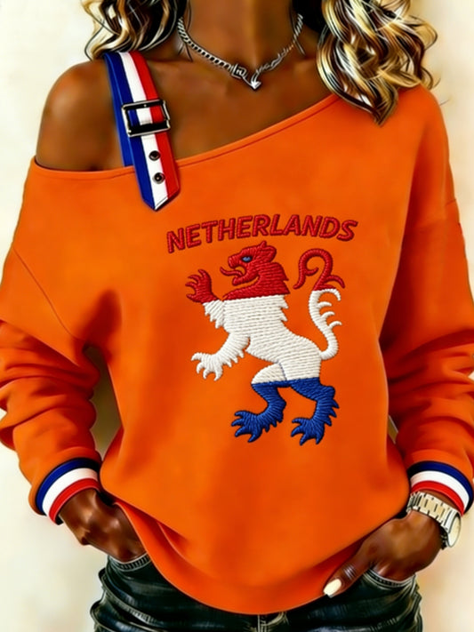 Women's Konings Dag Dutch Republic Lion Netherlands Flag Sweatshirt
