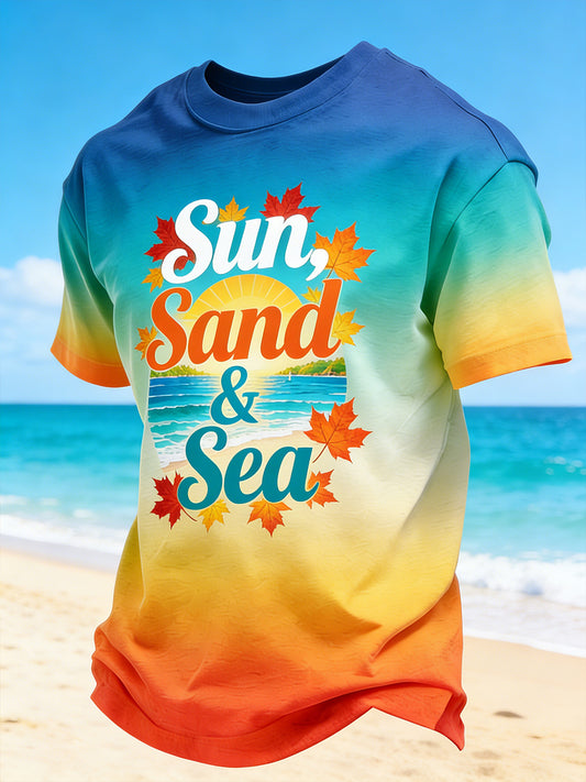 Men's Beach Vacation Style Printed T-Shirt