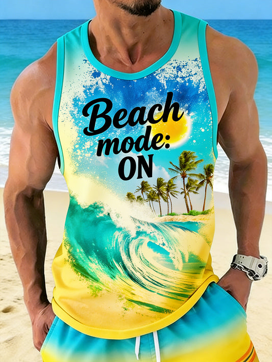 Men's Beach Resort Style Printed Tank Top