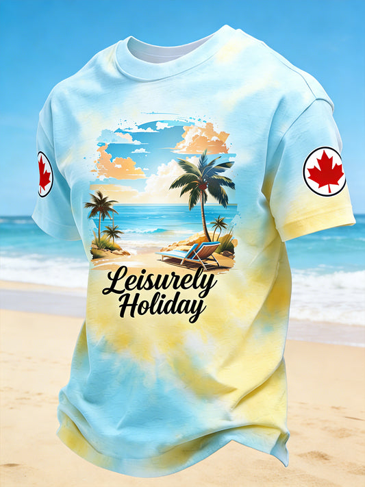 Men's Beach Vacation Style Printed T-Shirt