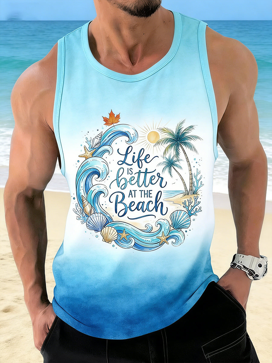 Men's Beach Resort Style Printed Tank Top