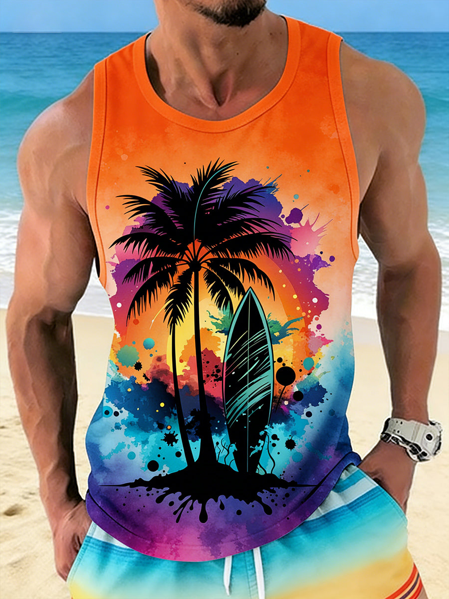 Men's Beach Resort Style Printed Tank Top