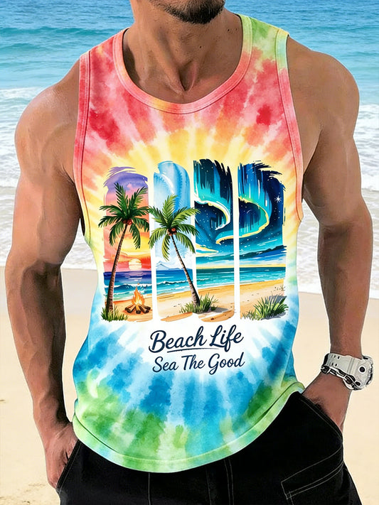 Men's Beach Resort Style Printed Tank Top