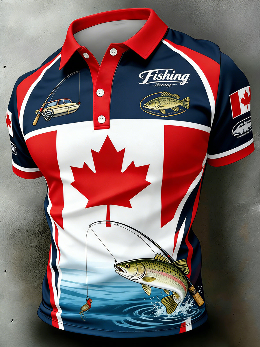 Men's Fishing Enthusiast Printed Polo Shirt