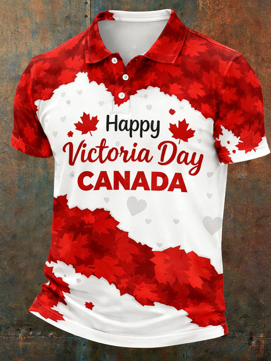 Retro Victoria Day Pattern Comfortable Polo Shirt