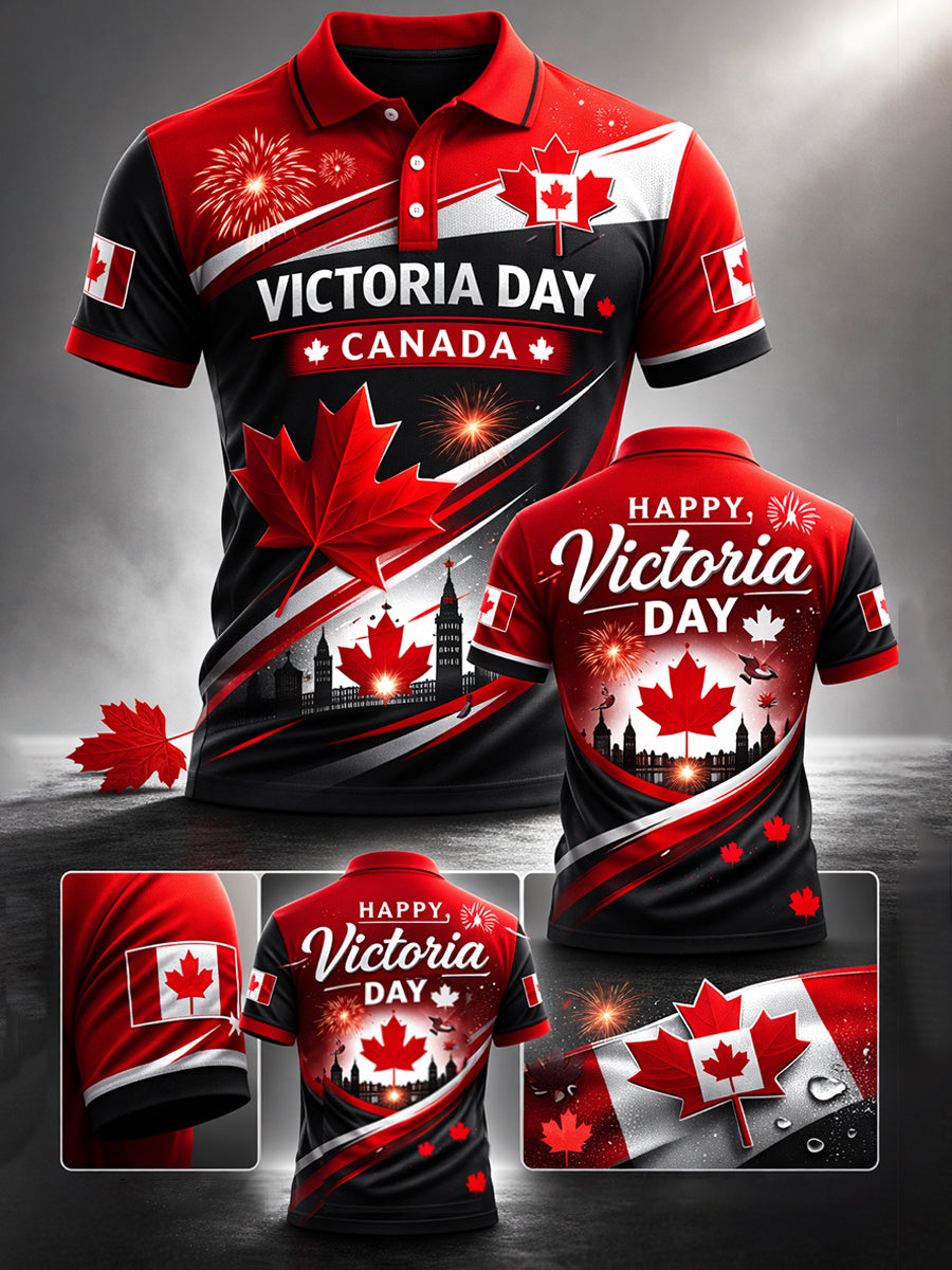 Retro Victoria Day Pattern Comfortable Polo Shirt