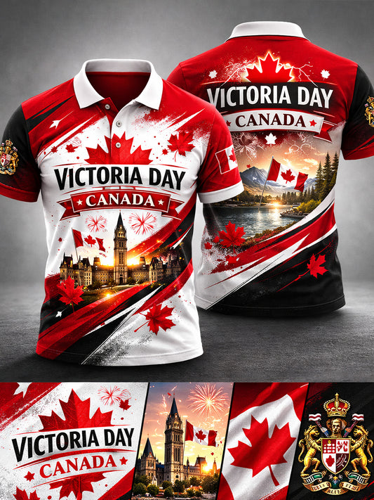 Retro Victoria Day Pattern Comfortable Polo Shirt