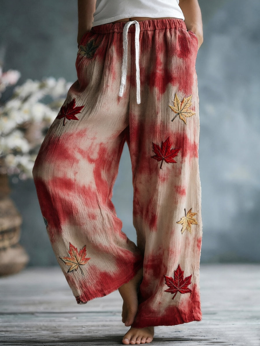 Women's Maple Leaf Cotton-Linen Pants