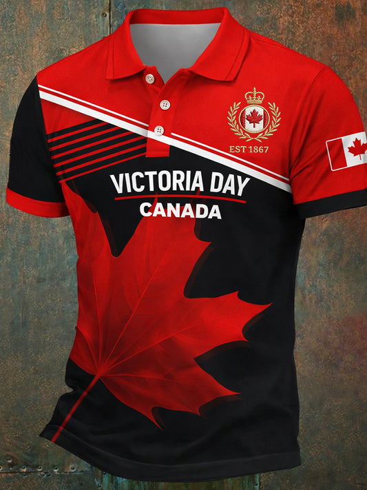 Retro Victoria Day Pattern Comfortable Polo Shirt