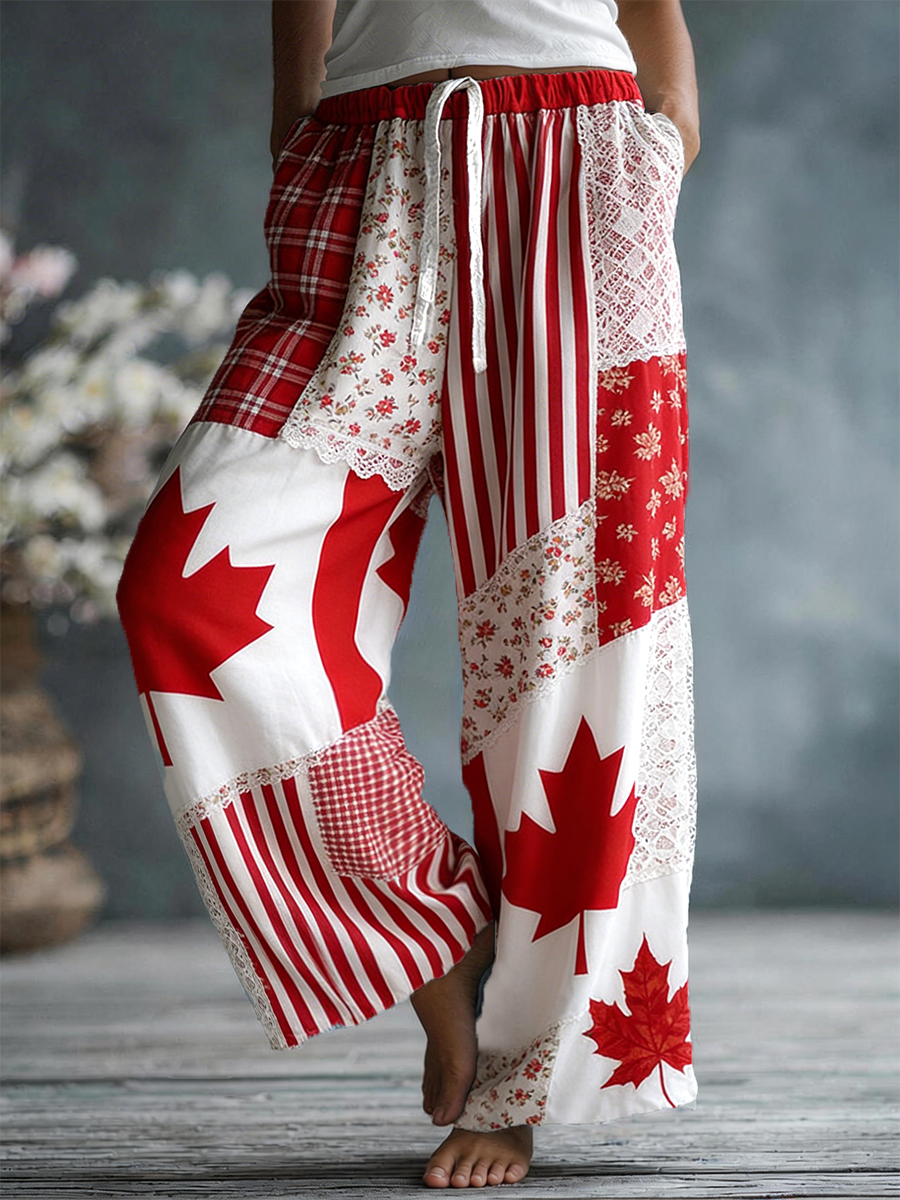 Women's Maple Leaf Cotton-Linen Pants