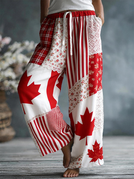 Women's Maple Leaf Cotton-Linen Pants