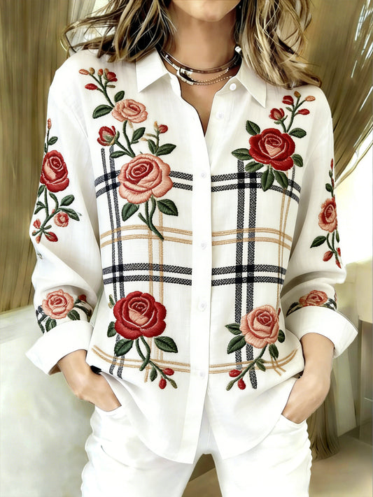 Women's Plants Flowers Art Printed Casual Shirt