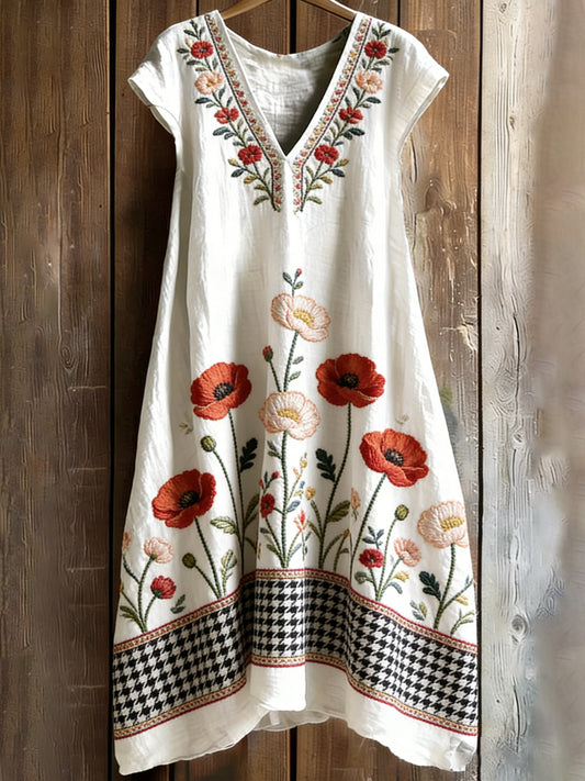 Women's Floral Print V-Neck Dress