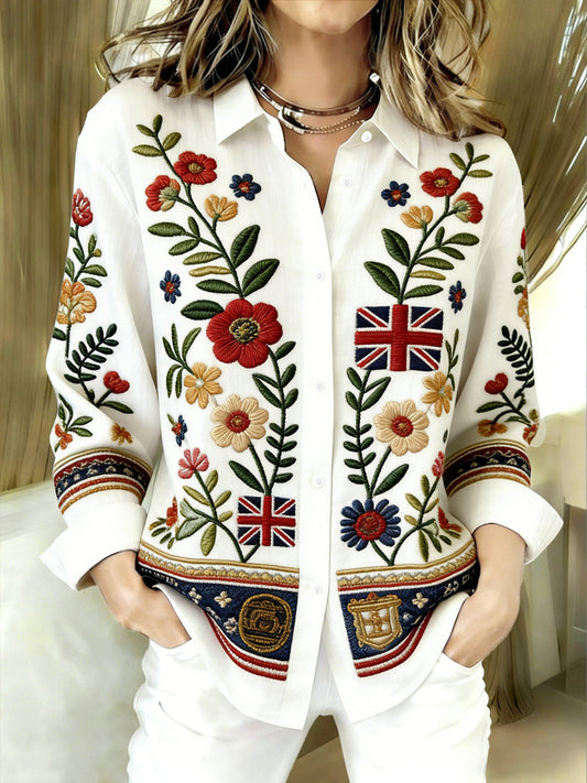 Women's Plants Flowers Art Printed Casual Shirt