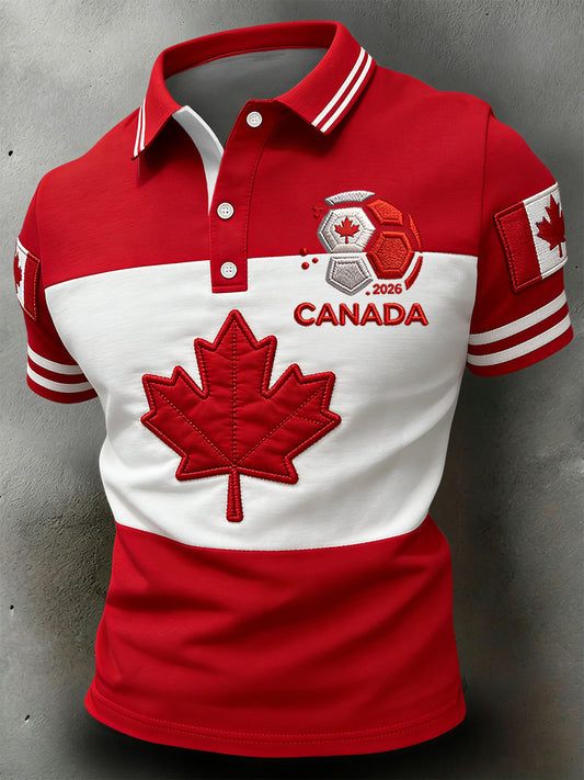 Retro Canada 2026 Soccer Fan Casual Art Polo Shirt