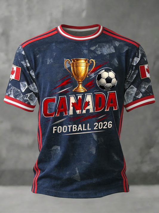 Retro Canada 2026 Soccer Striped Casual T-Shirt