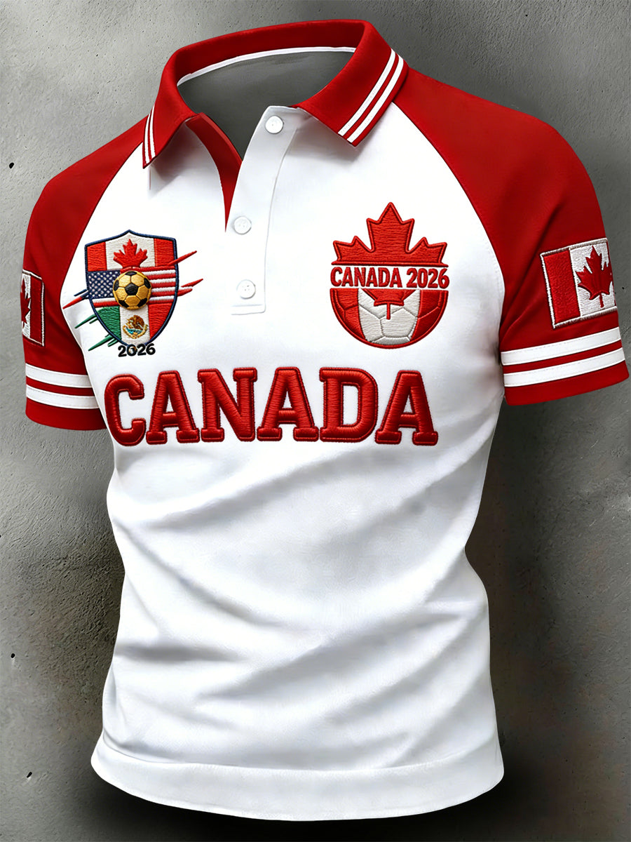 Retro Canada 2026 Soccer Commemorative Casual Polo Shirt