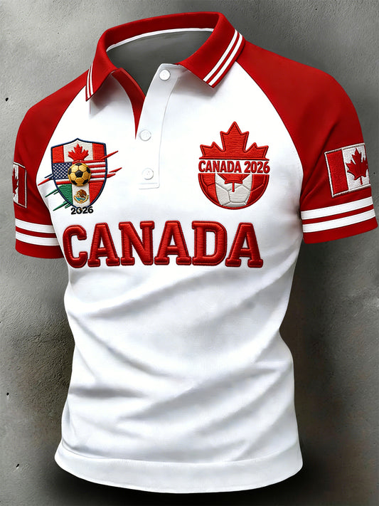 Retro Canada 2026 Soccer Commemorative Casual Polo Shirt