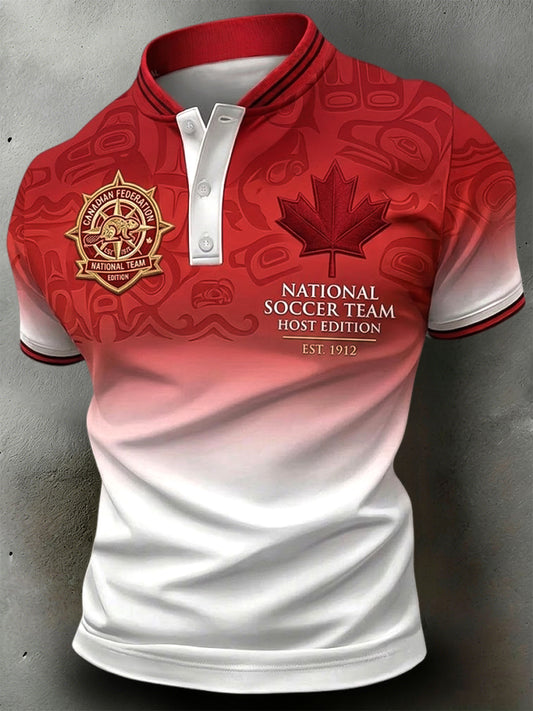 Canada 2026 Soccer Commemorative Gradient Casual Polo Shirt