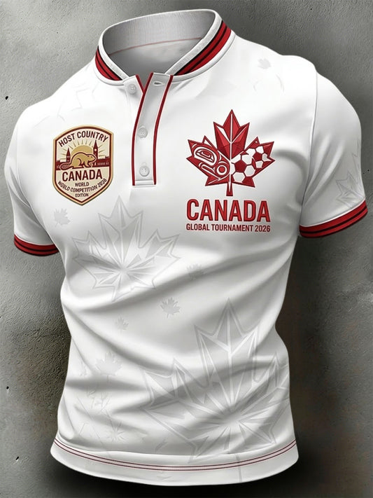 Canada 2026 Soccer Maple Leaf Casual Polo Shirt