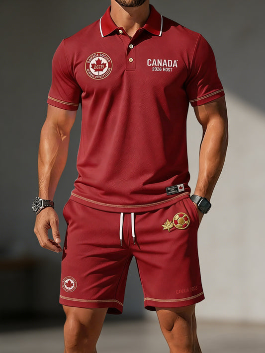 Canada 2026 Soccer Casual Polo Shirt and Shorts Set