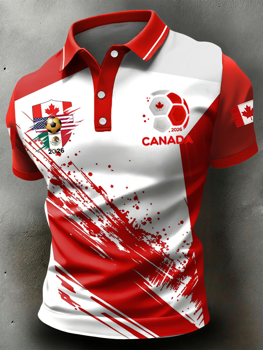 Retro Abstract Canada 2026 Soccer Casual Polo Shirt