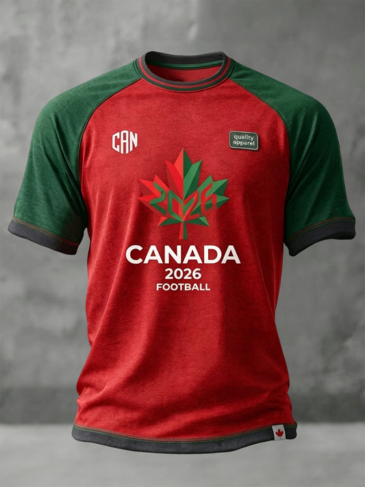 Retro Canada 2026 Soccer Fan Art Casual T-Shirt