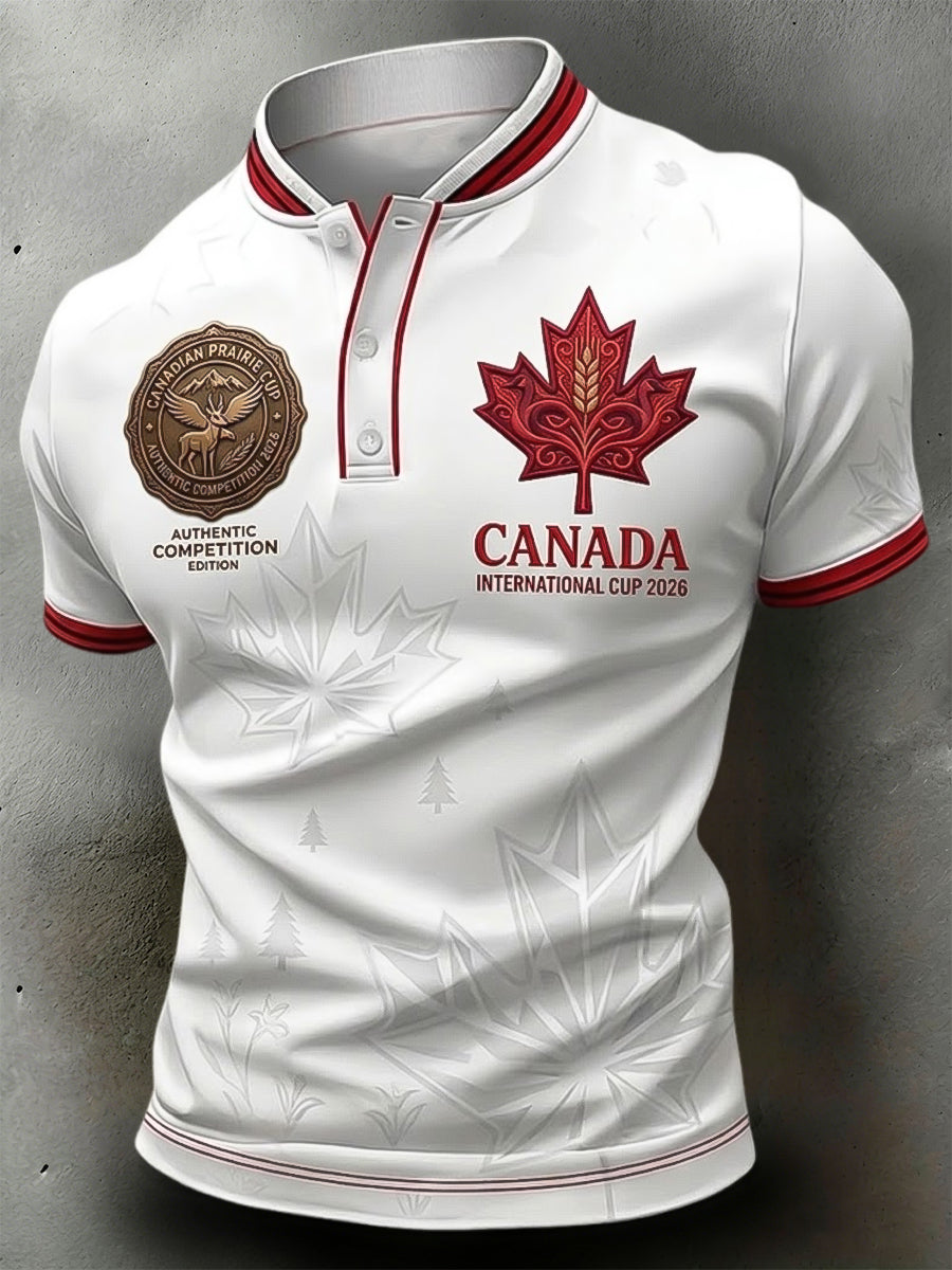 Retro Canada 2026 Soccer Fan Art Casual Polo Shirt
