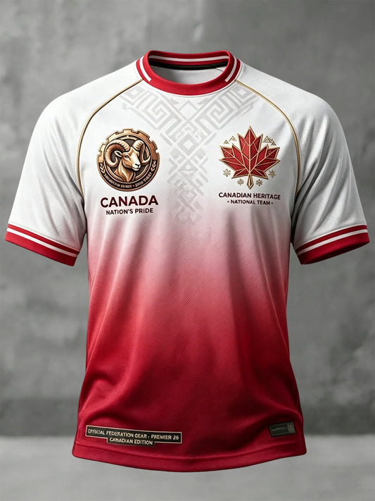 Canada 2026 Soccer Tournament Commemorative Gradient Casual T-Shirt