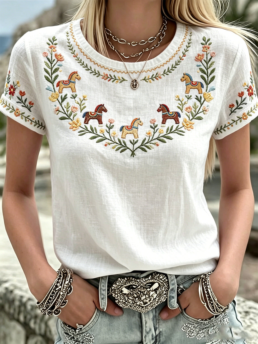 Women's Swedish Midsummer Print Casual T-Shirt