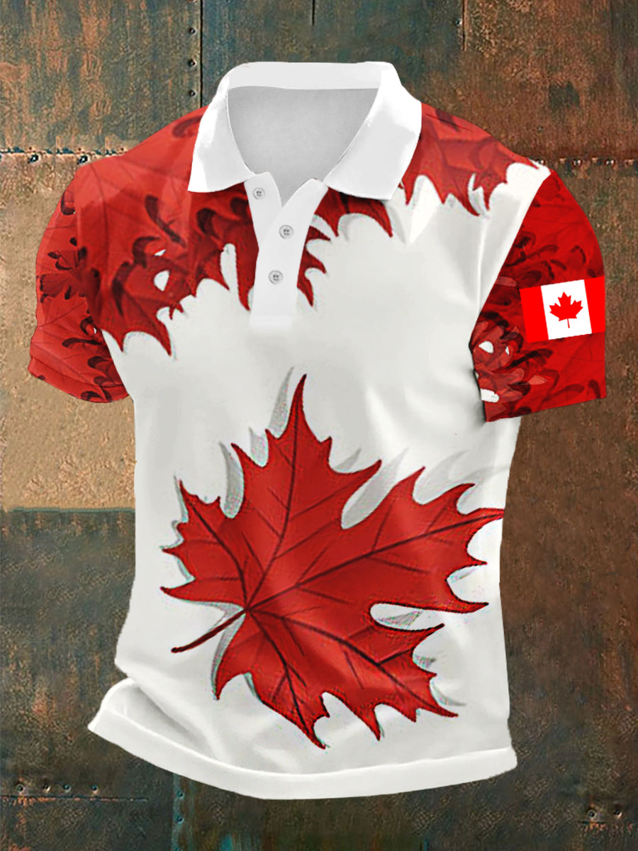 Men's Happy Canada Day Canadian Maple Leaf  Print Casual Top