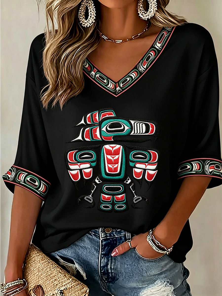 Women's Indigenous Print Casual T-Shirt