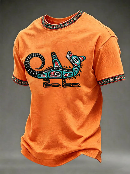Men's Indigenous Totem Art Print Casual T-Shirt