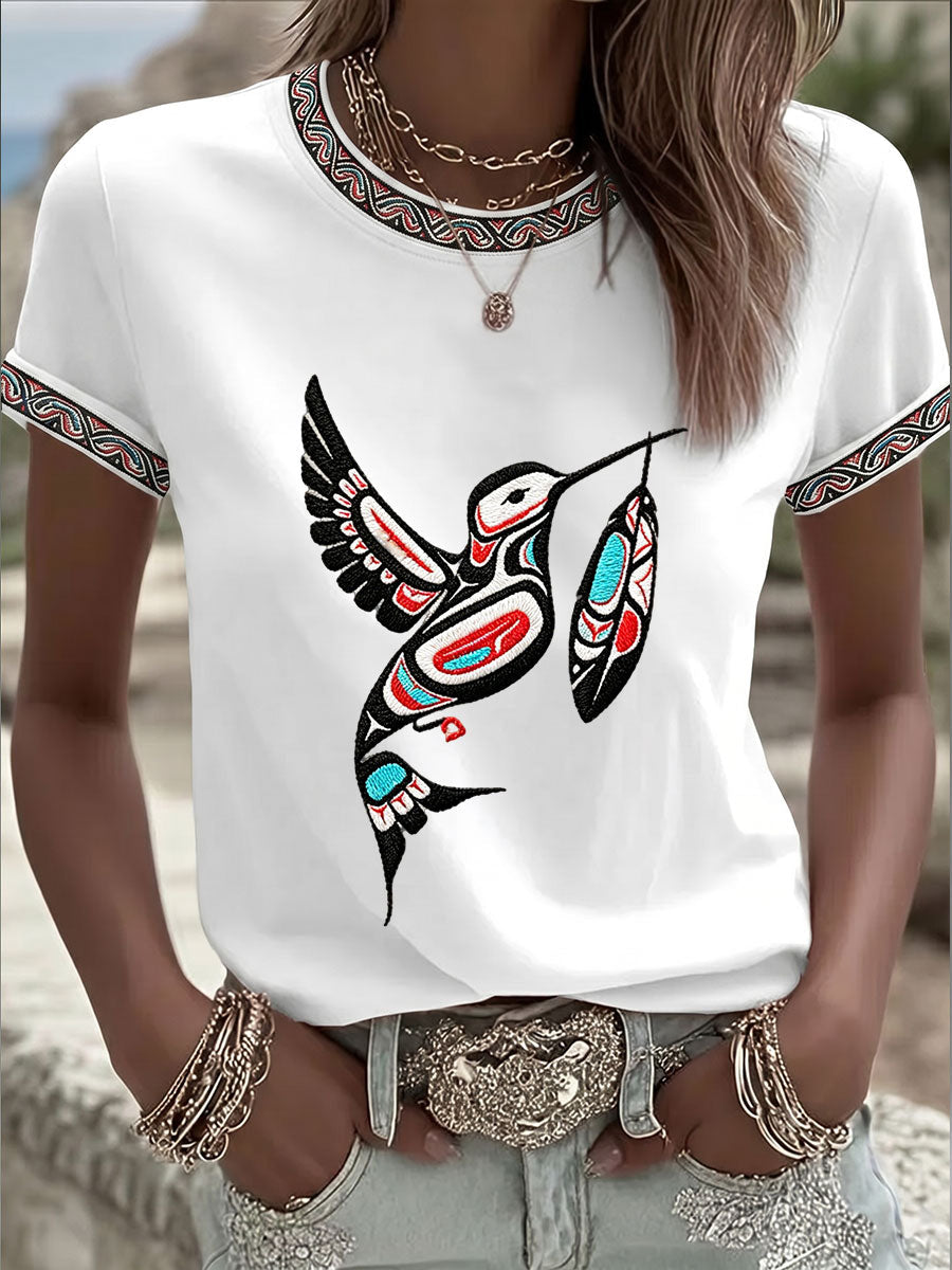 Women's Indigenous Totem Art Casual T-shirt