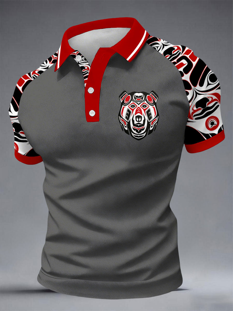 Men's Indigenous Bear Art Casual Top