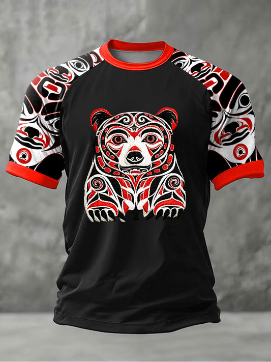 Men's Indigenous Totem Art Casual T-Shirt