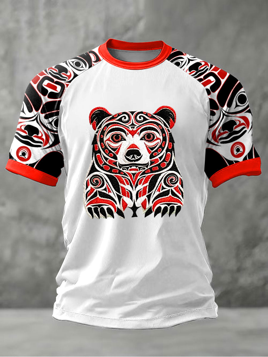 Men's Indigenous Totem Art Casual T-Shirt