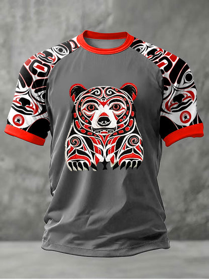 Men's Indigenous Totem Art Casual T-Shirt