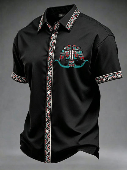 Men's Indigenous Totem Art Casual Shirt