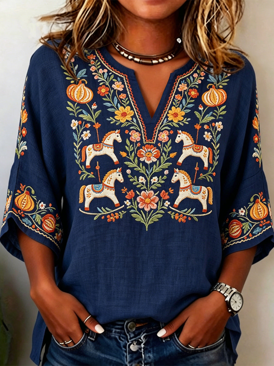 Women's Swedish Midsummer Print Casual T-shirt