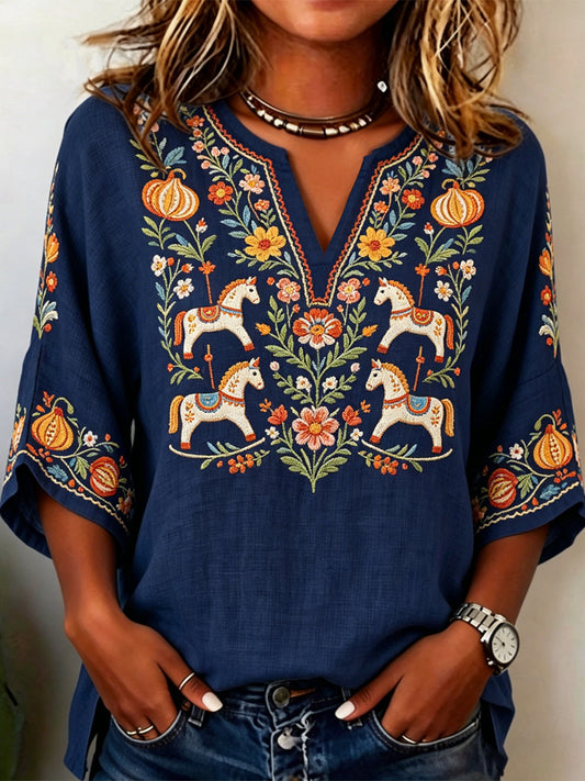 Women's Swedish Midsummer Print Casual T-shirt