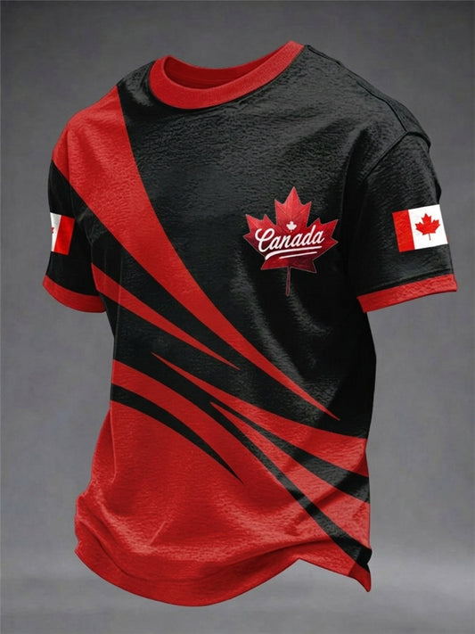 Men's Happy Canada Day Canadian Maple Leaf  Print Casual Tee