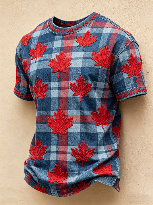 Men's Canada Day Printed Vintage Fashion Loose Short Sleeve T-Shirt