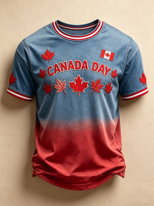 Men's Canada Day Printed Vintage Fashion Loose Short Sleeve T-Shirt