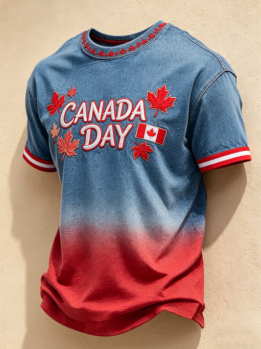 Men's Canada Day Printed Vintage Fashion Loose Short Sleeve T-Shirt