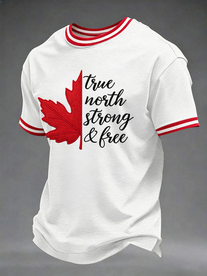 Men's Canada True North Strong And Free Printed Casual T-Shirt