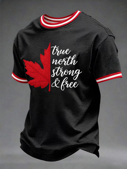 Men's Canada True North Strong And Free Printed Casual T-Shirt
