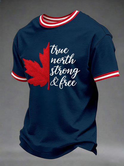 Men's Canada True North Strong And Free Printed Casual T-Shirt