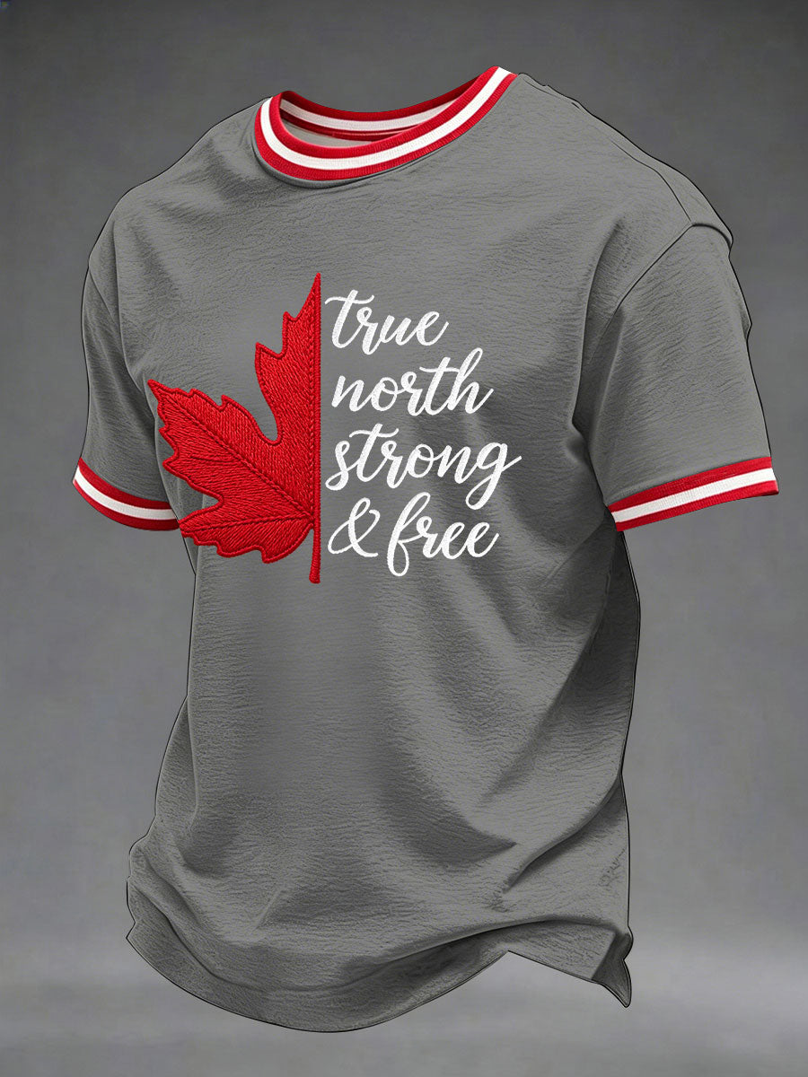 Men's Canada True North Strong And Free Printed Casual T-Shirt